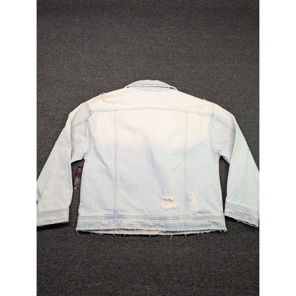 No Boundaries Denim NWT New Jacket Size L Pockets Button Up Collar Light Wash - Picture 2 of 8